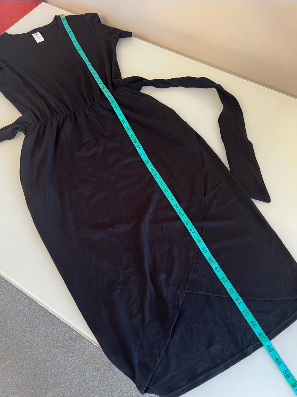 Smash + Tess Athena Midi Dress Black Bamboo Wrap Tie Waist Pockets S - Picture 12 of 13